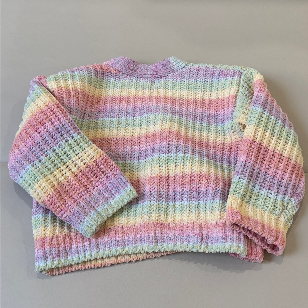 H&M Pastel Multicolor Striped Ribbed Cardigan - Picture 3 of 4